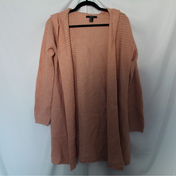 Light Pink Forever 21 Hooded Long Cardigan - Picture 1 of 3